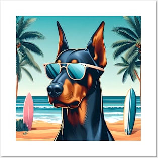 Funny Doberman with Sunglasses Posters and Art